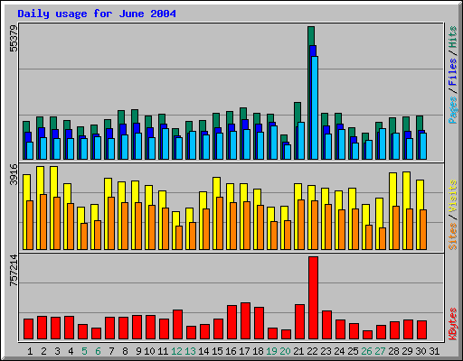 Daily usage for June 2004